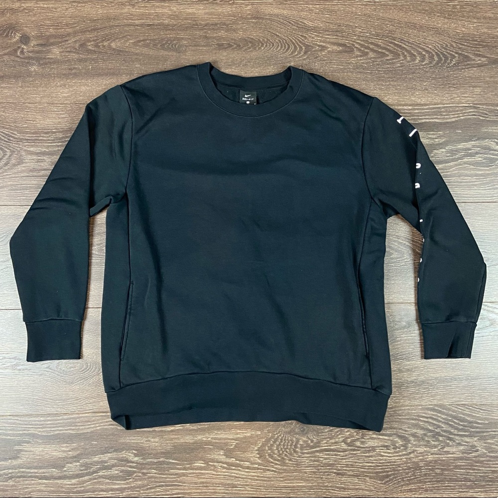 Nike Dri-Fit Just Do It Women’s Black Activewear Crewneck Pullover Sweatshirt M